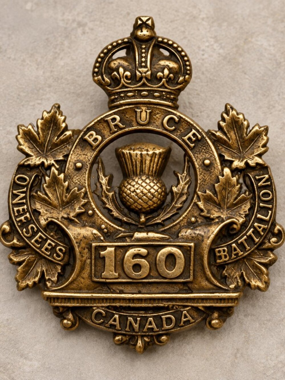 WW1 Canadian CEF 160th Bruce Battalion Sweetheart Pin Brooch Vintage Militaria